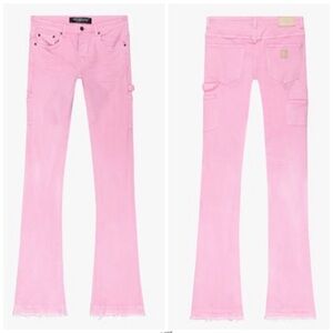 VALABASAS MR. EXTENDO PINK STACKED FLARE JEAN